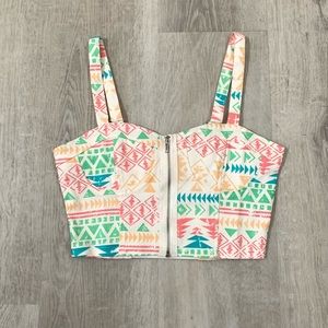 Summer Festival Tribal Print Bustier Crop Top